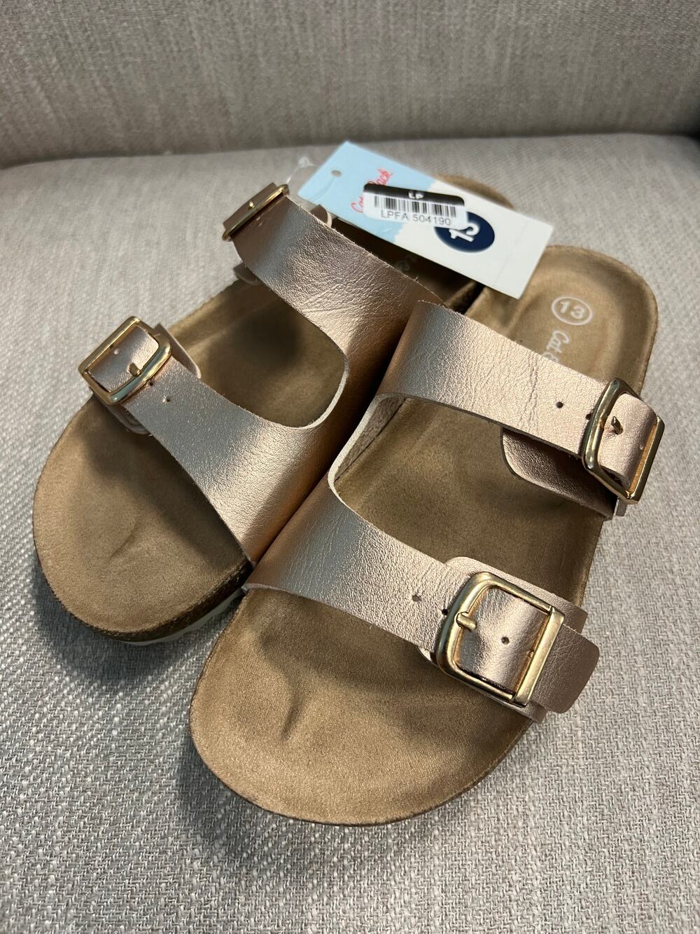 NWT Girls Cat & Jack Rose Gold Drew Sandals - Size 13